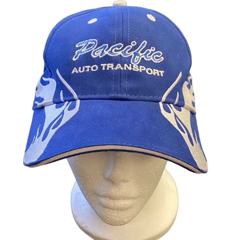 Pacific Auto Transport Baseball Cap Blue White Flames Adjustable Otto